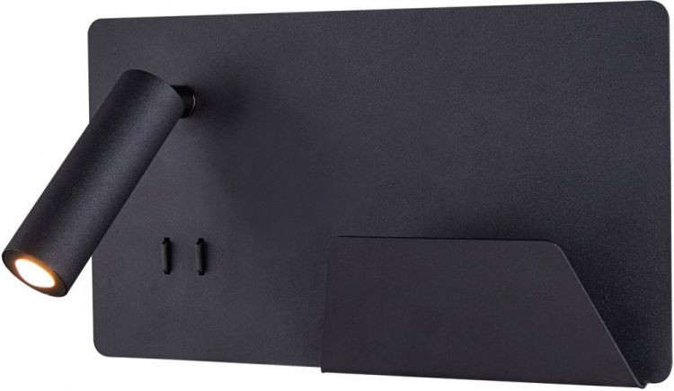 SLV SOMNILA SPOT, Indoor LED Wandaufbauleuchte 3000K schwarz Version rechts inkl. USB Anschluss