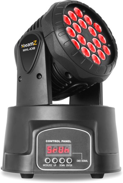 beamZ MHL108MK3 Mini Moving Head 18x 3W 3-in-1 RGB LEDs -B-Stock-