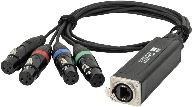 Showgear CS-4F/3 - 4-channel DMX shuttle snake via network cable 4-Kanal 3-Pin DMX