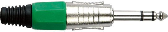 DAP 6.3 mm. Klinkeverbinder Stereo, Nickel/ Endkappe Grün