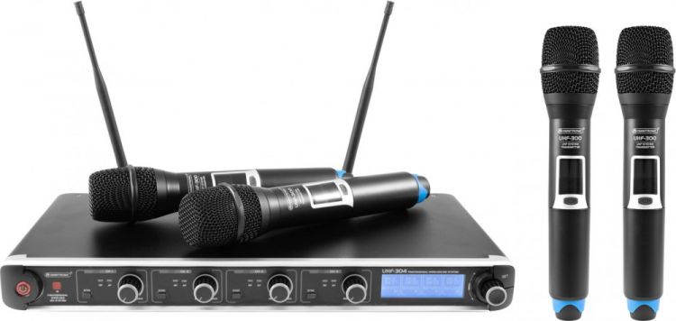 OMNITRONIC UHF-304 4-Kanal-Funkmikrofonsystem 823-832/863-865MHz