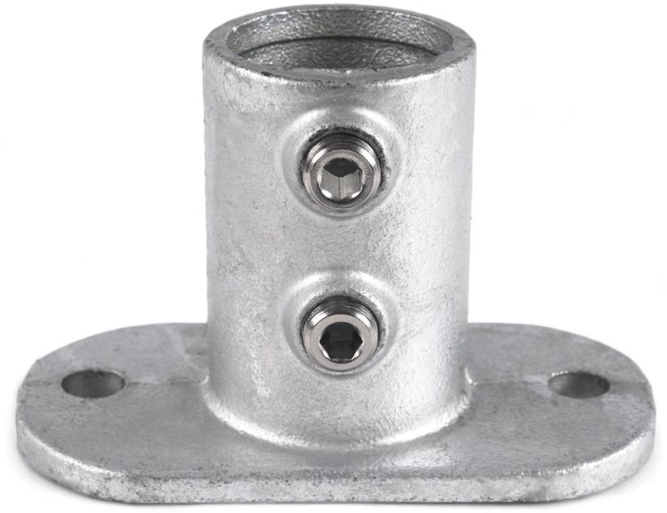 Riggatec Rohrverbinder Fußplatte oval für 48,3 mm Rohr in Silber