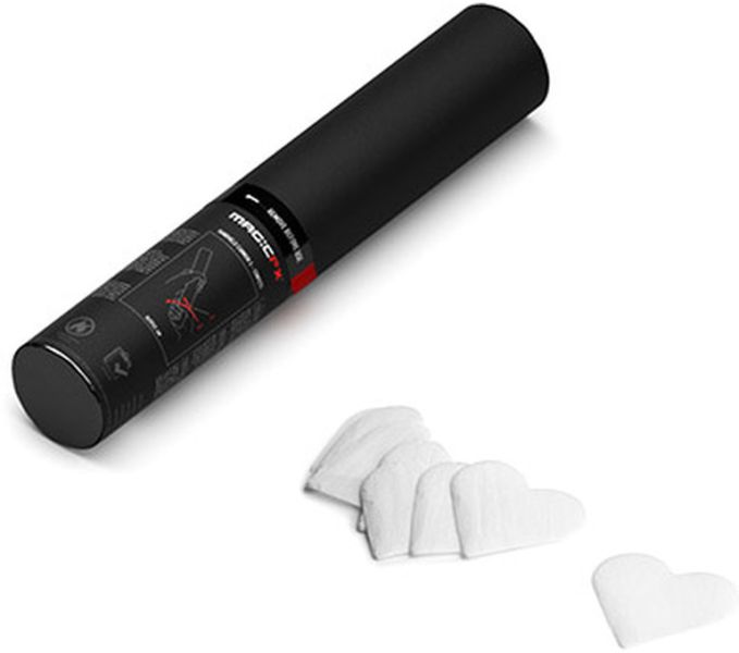 Magic FX Handbetriebene Konfettikanone S 28cm Herzen - Weiß