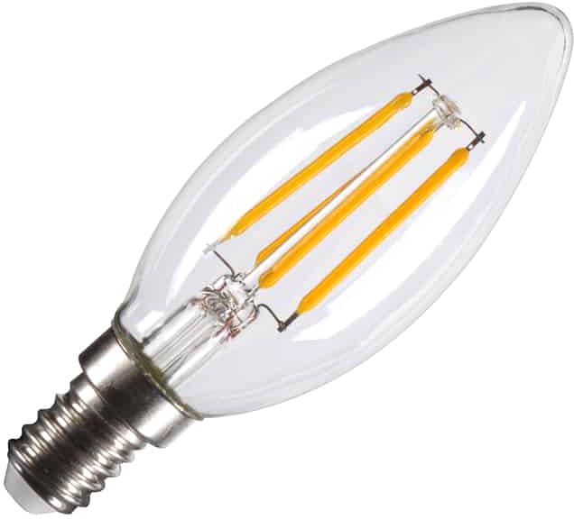 SLV C35 E14, LED Leuchtmittel transparent 4,2W 2700K CRI90 320°