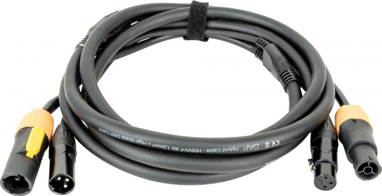 DAP-Audio FP22 Hybrid Cable - Power Pro True & 3-pin XLR - DMX / Power 1,5 m, schwarze Ummantelung