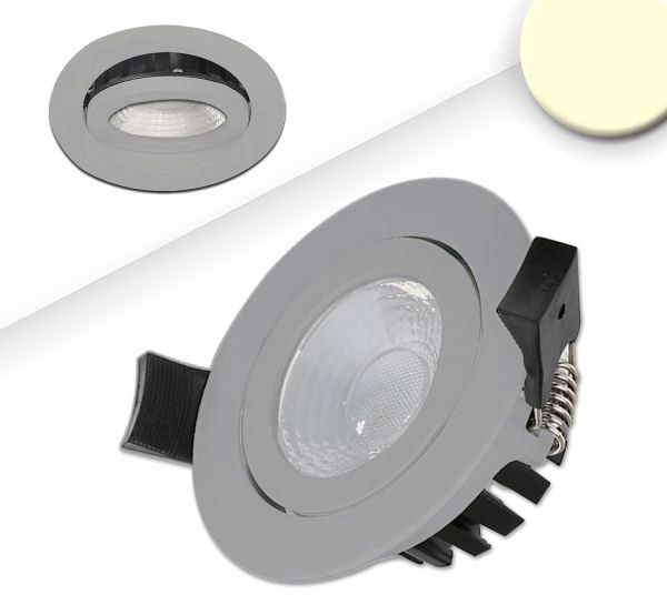 ISOLED LED Einbaustrahler, silber, 8W, 36°, rund, warmweiß, IP65, dimmbar