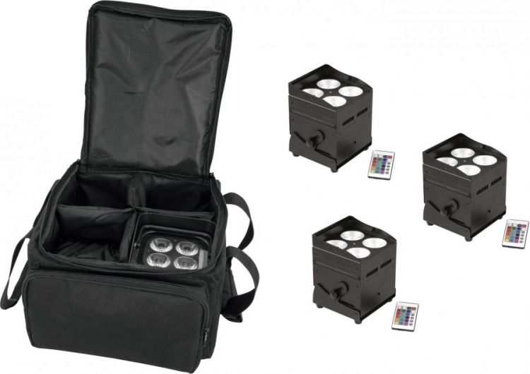 EUROLITE Set 4x AKKU UP-4 QCL Spot QuickDMX + SB-4 Soft-Bag L