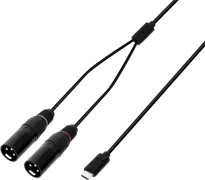 Adam Hall Cables 3 STAR Y MM USB-C 0300 - USB-C Y-Kabel | 2 x XLR Male x USB-C | 3 m