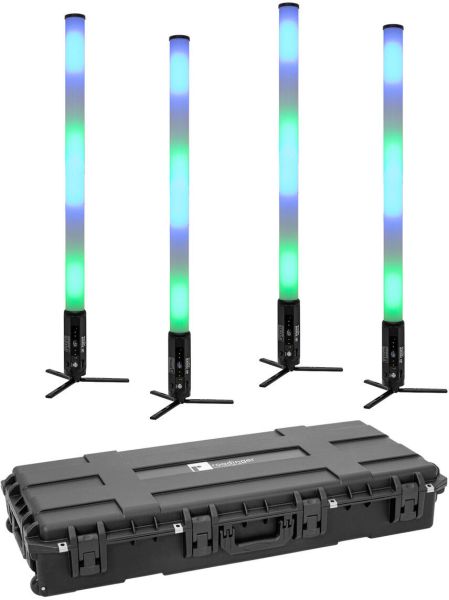 EUROLITE Set 4x AKKU IP Pixel Tube 360° PRO CRMX + Kunststoffcase