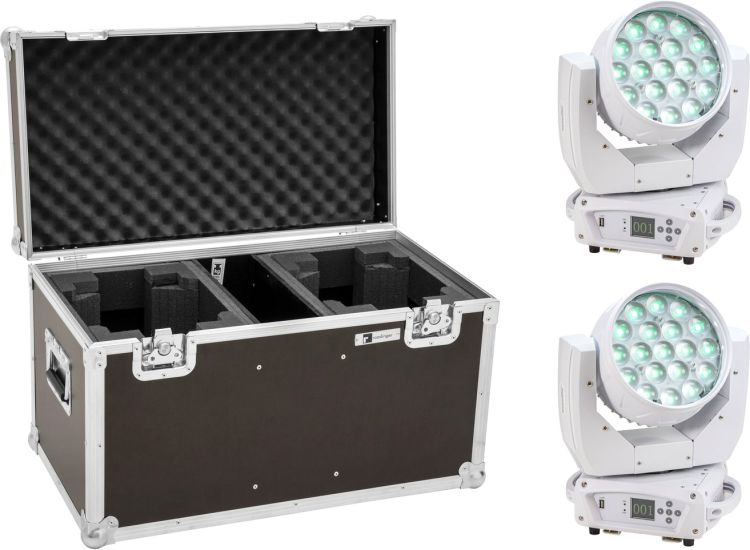 EUROLITE Set 2x LED TMH-X4 Moving-Head Wash Zoom ws + Case