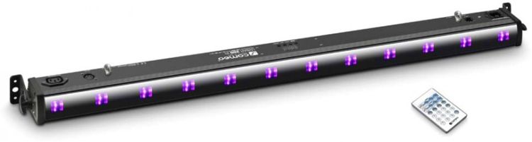 Cameo UVBAR 200 IR 12 x 3 W UV LED Bar in schwarzem Gehäuse mit IR-Fernbed